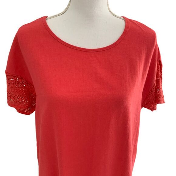 Sigrid Olsen Orange Linen Lace Dress NWT Small - Picture 5 of 7